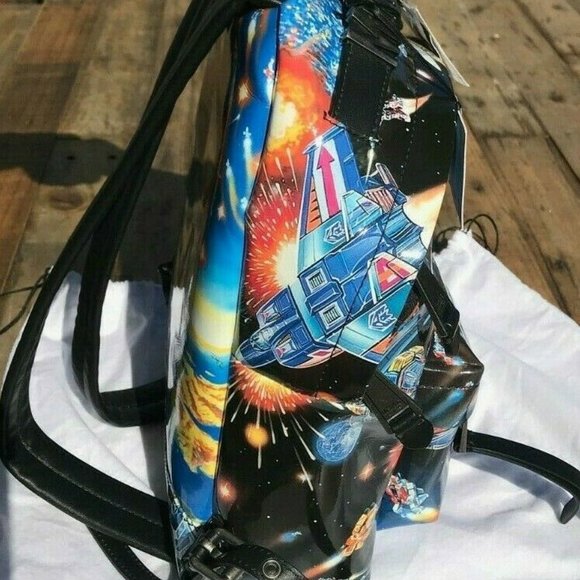 AW17 Moschino Couture Jeremy S. Transformers Blue Yellow Black Print Backpack main image 9